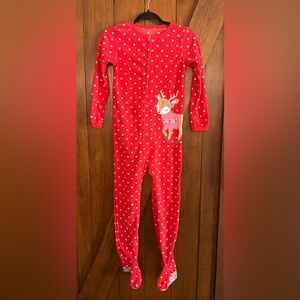 Carter's Red Polka Dot Reindeer Footie Pajamas